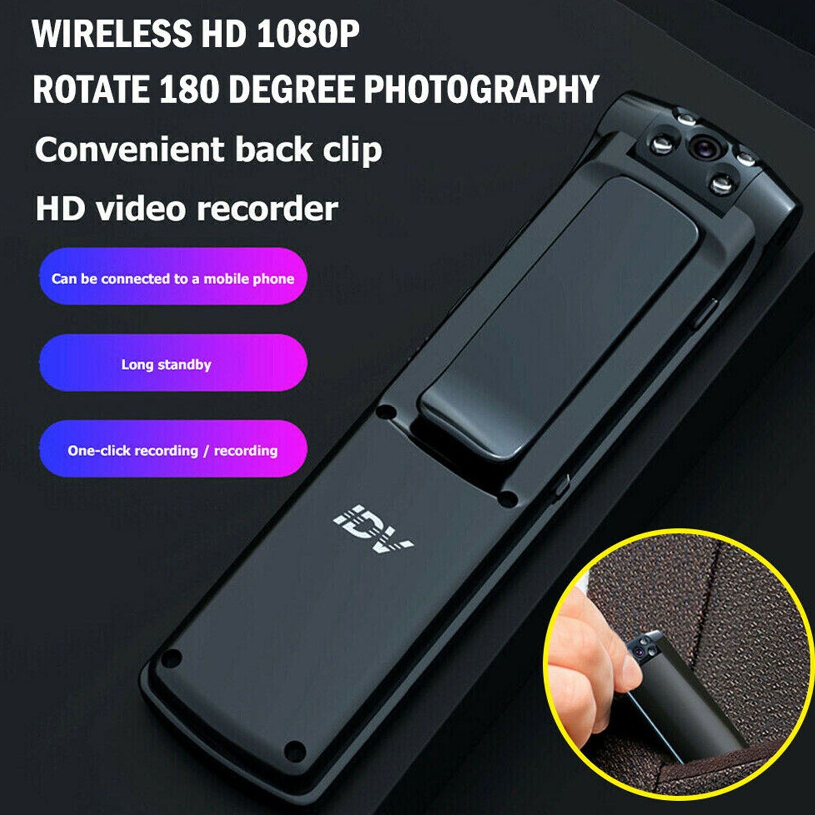 HD 1080P Wifi Camera DVR IR Night Camcorder Cam DVR Police body Camera