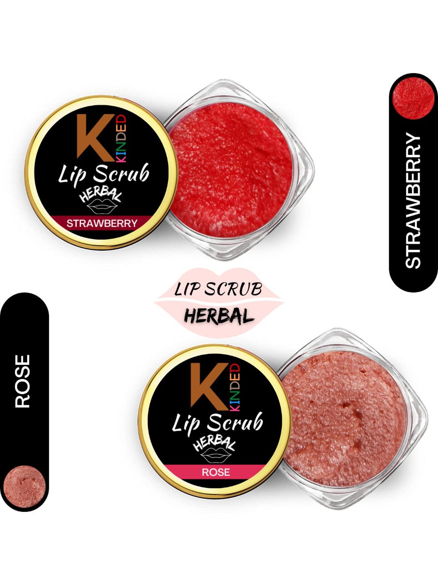 KINDED Herbal Strawberry & Rose Lip Scrub Combo