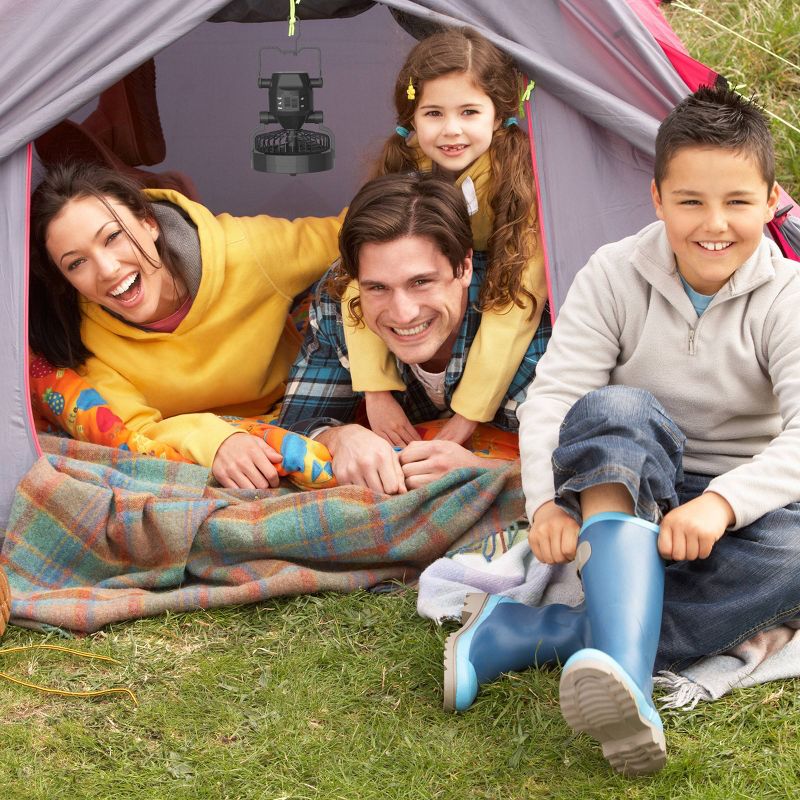 Wakeman Portable 2 in 1 LED Camping Lantern with Ceiling Fan - Black