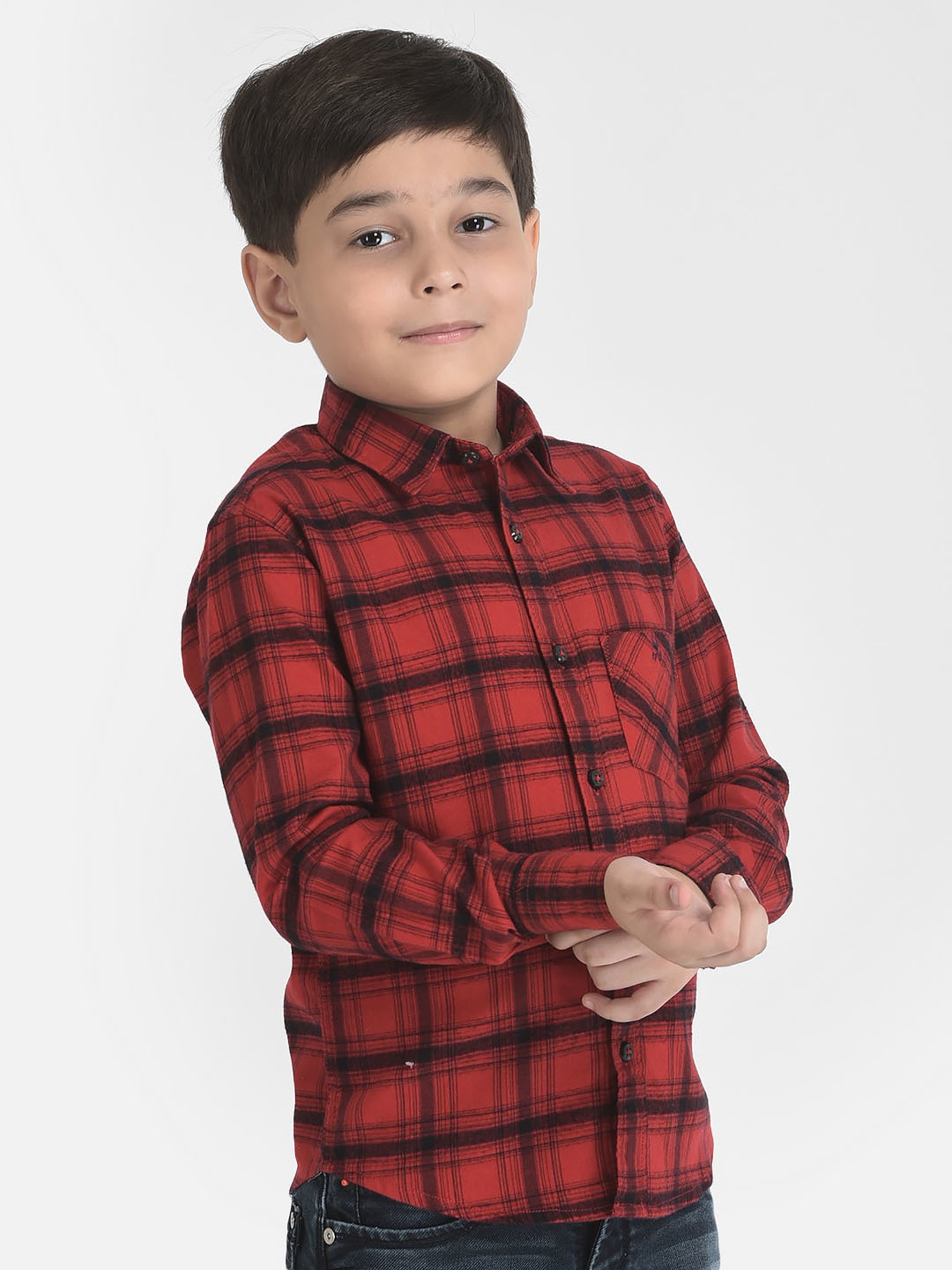 Crimsoune Club Kids Red Checks Shirt