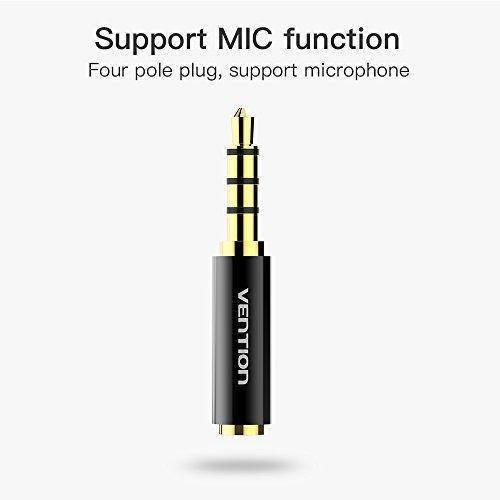 VENTION 2 Pack 3.5mm Male to 2.5mm Female Audio Travel Adapter Gold Plated AUX Auxiliary Plug Splitter 3 Ring Jack Support Microphone Earphone (Black)