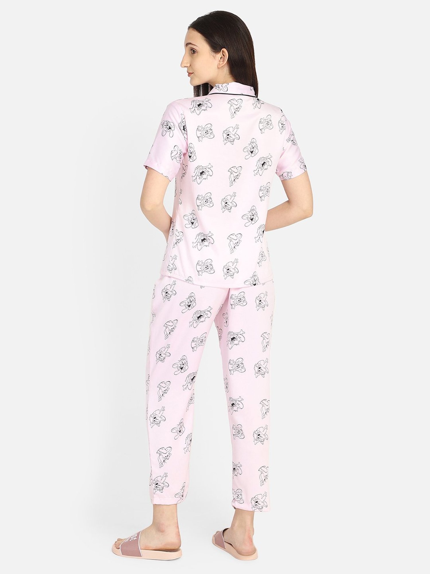 Smarty Pants Baby Pink Satin Print Shirt With Pyjamas