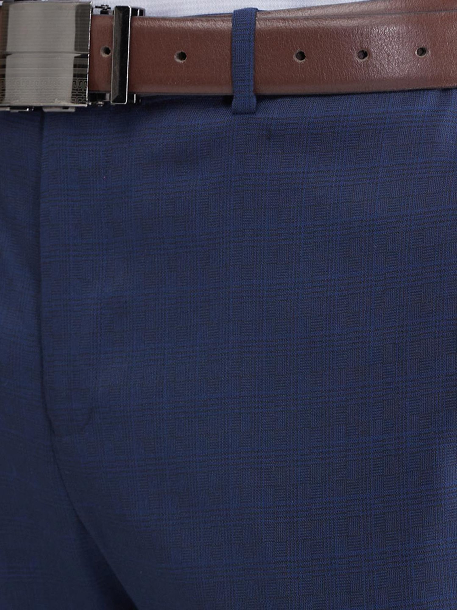 Raymond Blue Slim Fit Checks Trousers