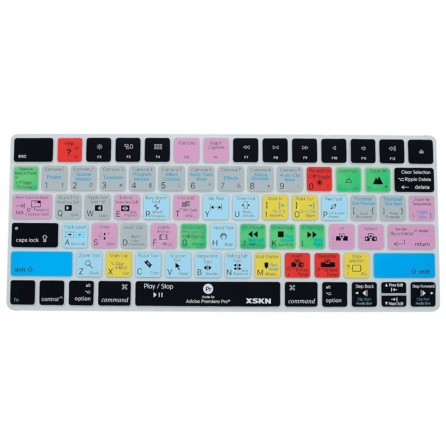 XSKN Magic Keyboard Premiere Pro Shortcut Keyboard Cover, XSKN Durable PR Hotkeys Silicone Keyboard Skin for Apple Magic Keyboard MLA22LL/A (US Version)