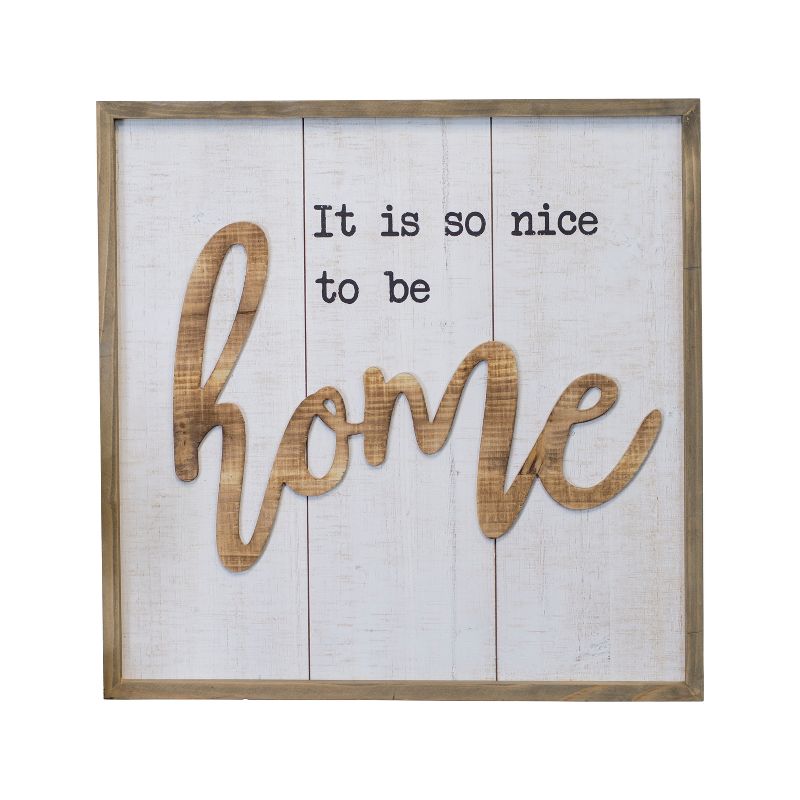 Wood "Home" Wall Sign Panels White 20.1" x 20.1" - VIP Home & Garden
