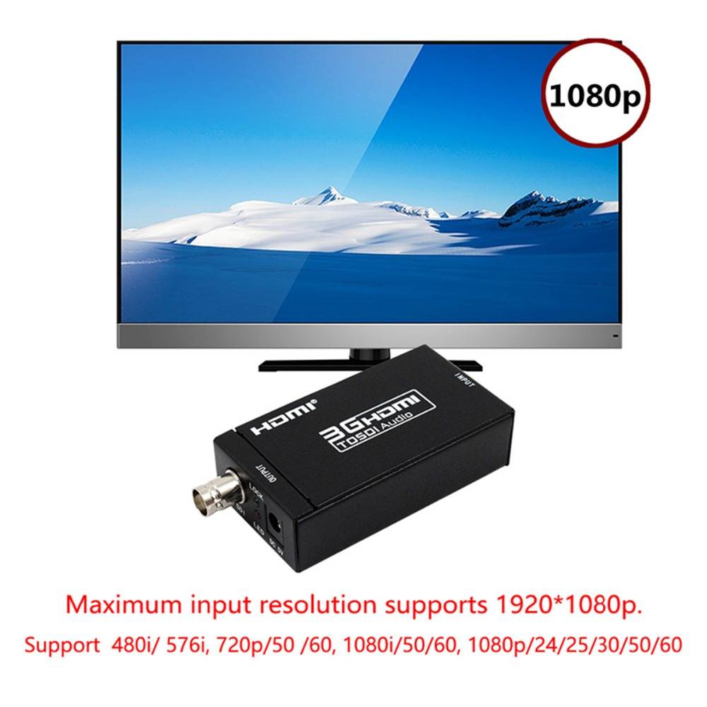 SDI to HDMI Audio Video Converter BNC to HDMI Adapter HD 3G SDI to HDMI for Monitor HDTV