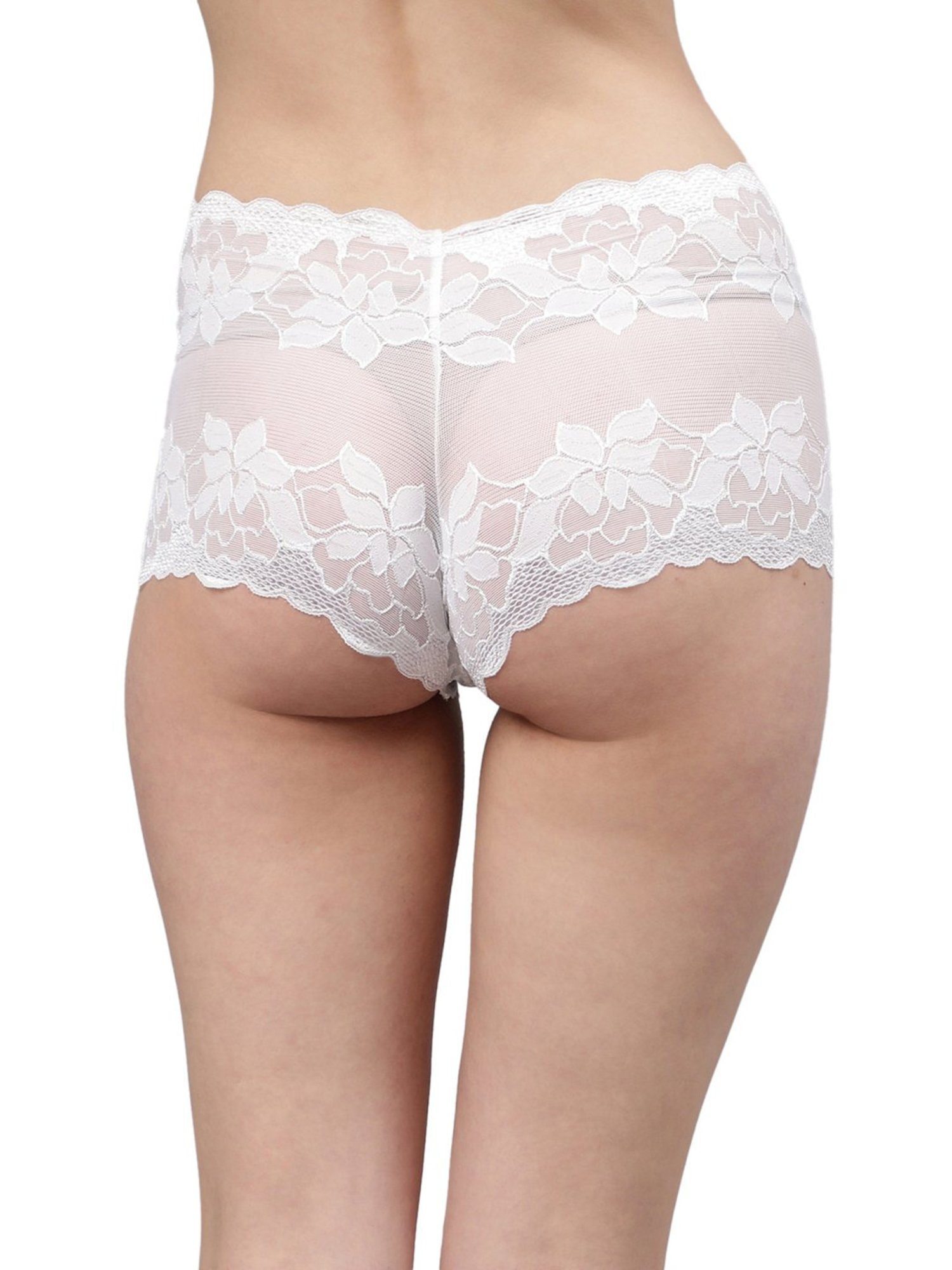 Cukoo White Lace Work Boyshorts Panties - Pack Of 3