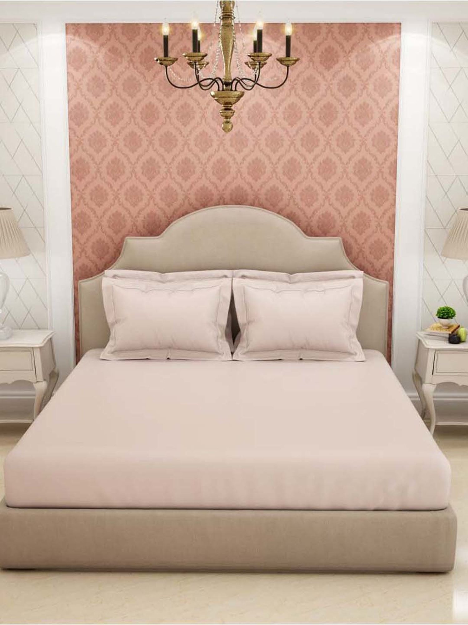 Spaces Mauve Chalk Cotton 600 TC King Bed Sheet With Pillow Covers