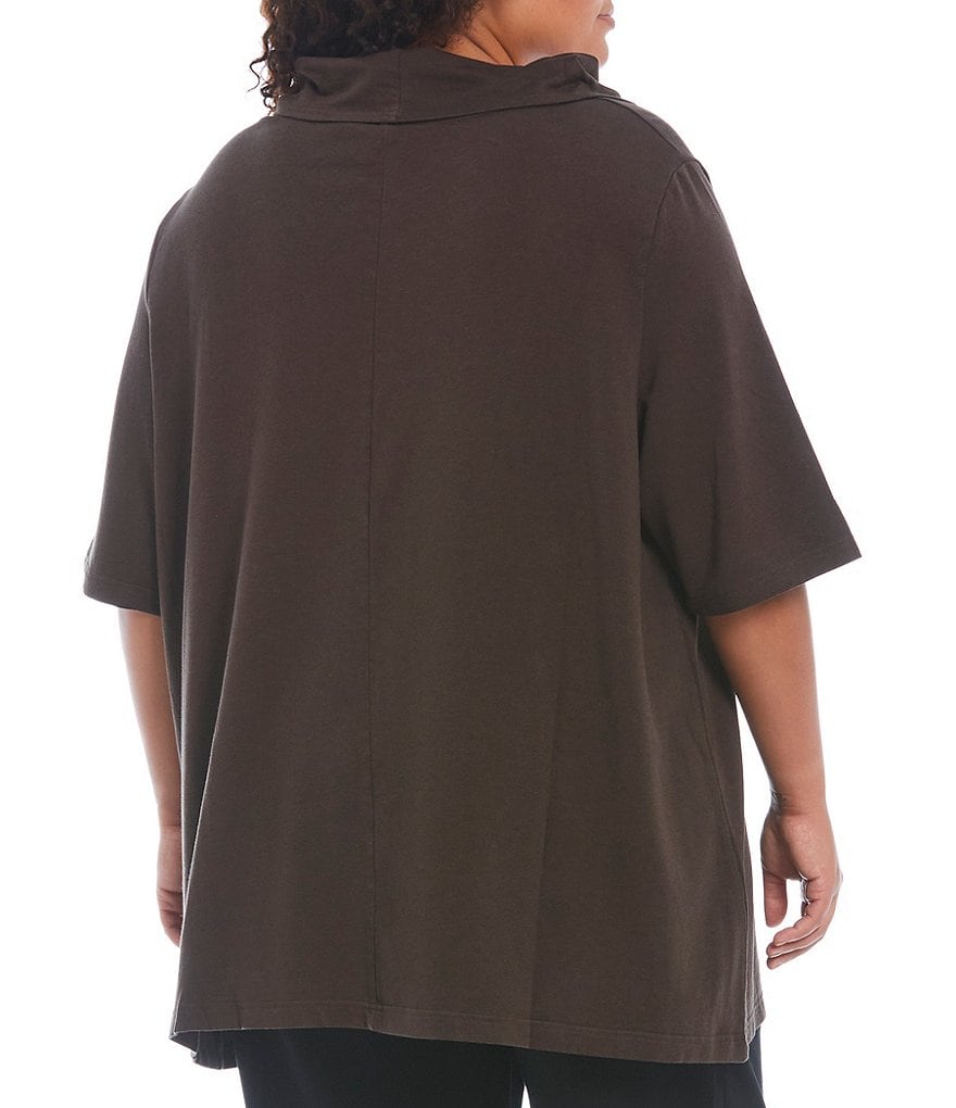 Bryn Walker Plus Size Enola Bamboo French Terry Elbow Sleeve Cowl Neck Tunic