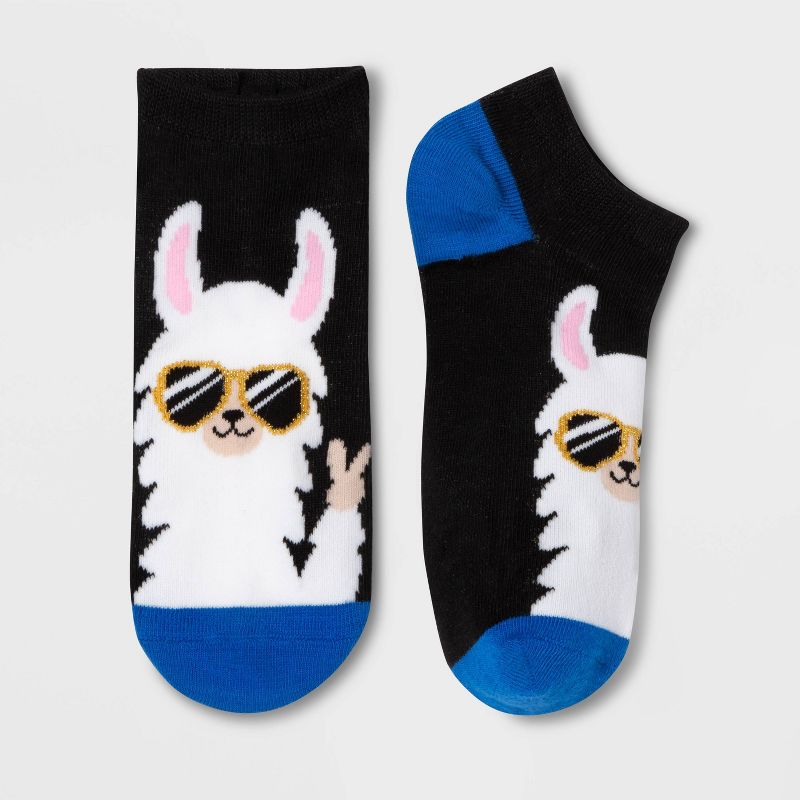 Women's Sparkly Groovy Llama Low Cut Socks - Xhilaration™ Black 4-10