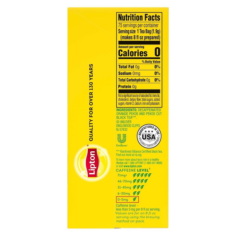 Lipton Decaffeinated Black Tea Bags - 75ct