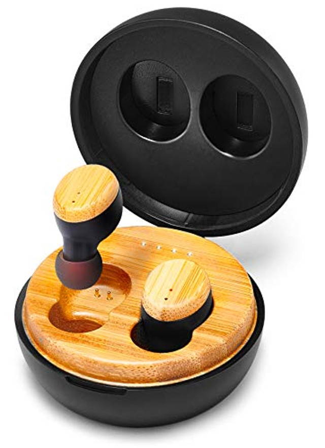 Symphonized SNRGY - True Wireless Wood Earbuds Headphones with Charging Case, Comfortable Cordless Earphones for Music 25-Hour Listening Time Bluetooth 5.0 Headphones Portable Headset with in-Ear Mic