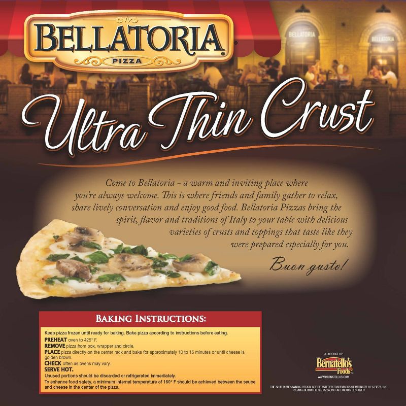Bellatoria Ultra Thin Crust Roasted Mushroom N' Spinach Frozen Pizza - 12.76oz