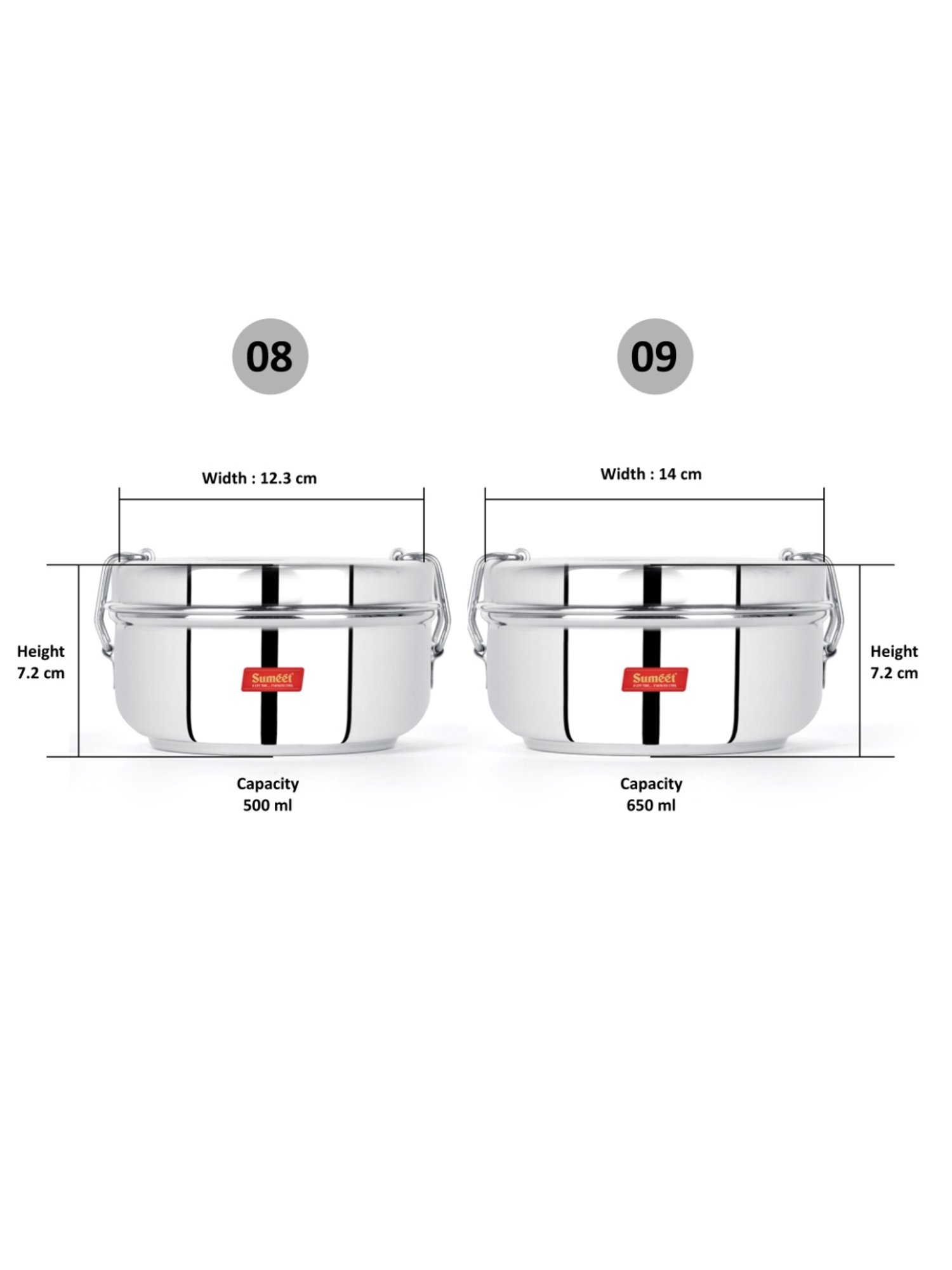 Milton Red Stainless Steel Small Tiffin Box - Set of 2