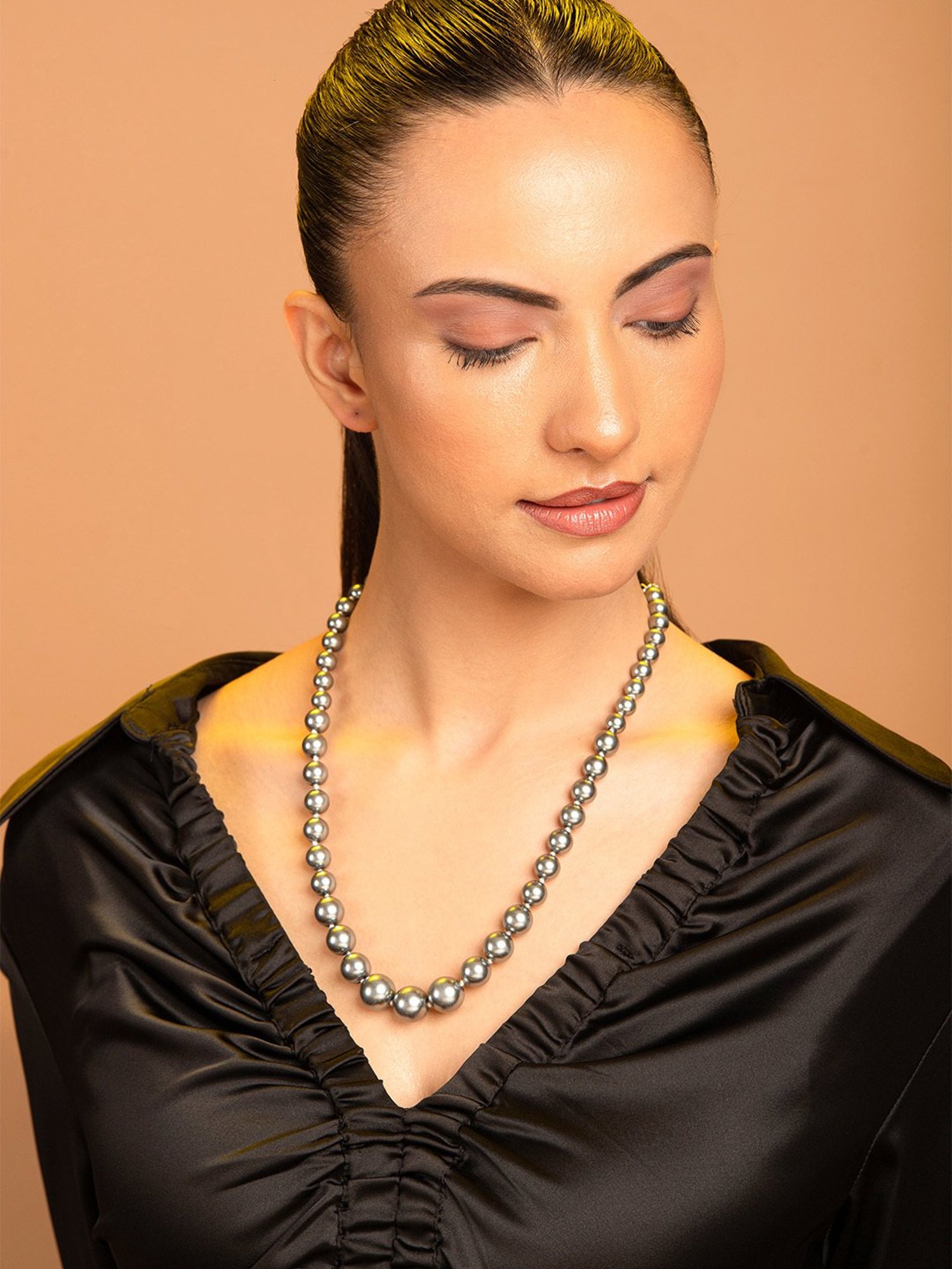 Prita by Priyaasi Grey Pearl Necklace