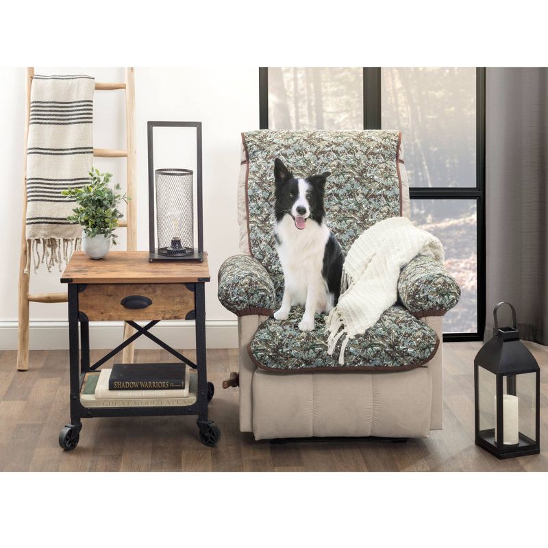 3pc Reversible Camouflage Quilted Recliner Cover Chocolate- Zenna Home