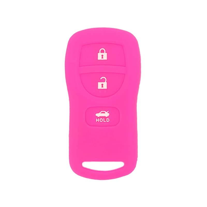 Silicone Cover Protector Case Holder Skin Jacket Compatible with NISSAN 3 Button Remote Key Fob CV4509 Rose