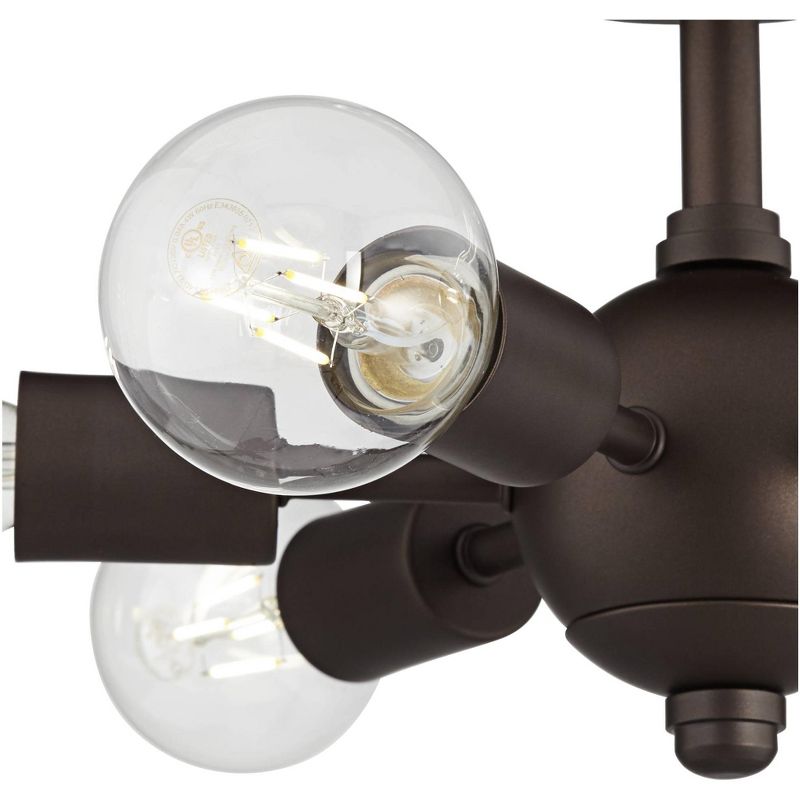 Possini Euro Design Mid Century Modern Ceiling Light Semi Flush Mount Fixture Oiled Bronze 13" Wide 6-Light LED Globe for Bedroom