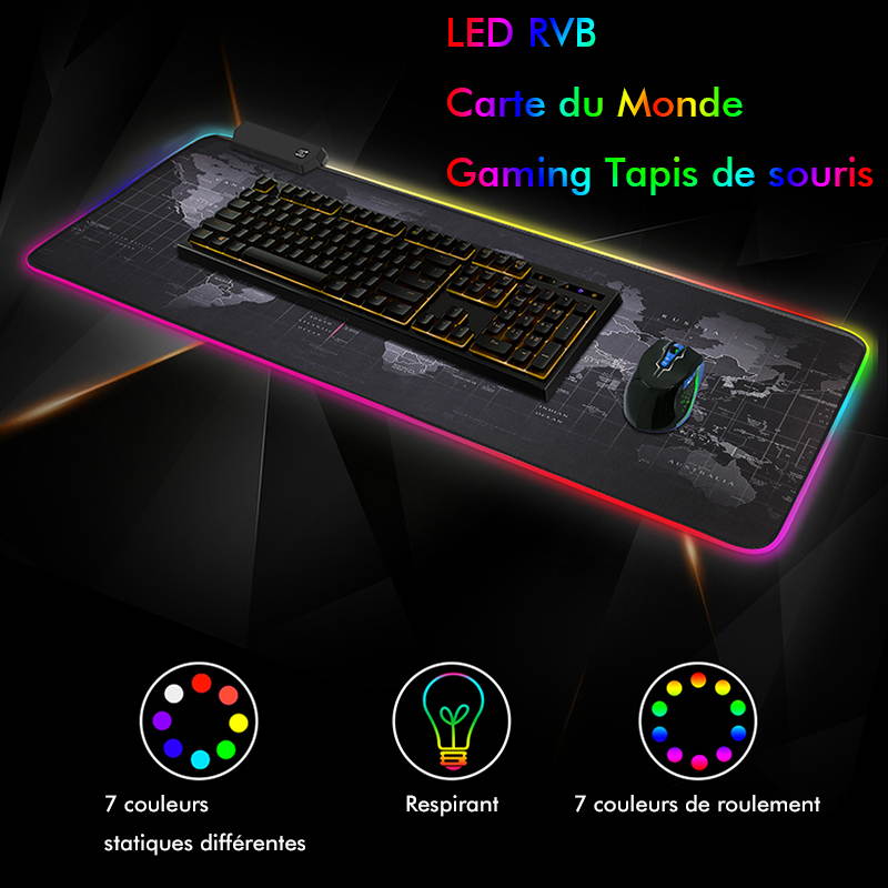 LED Flash Gaming Mouse Pad RGB Glowing Anti-slip Gamer Grande Mouse Keyboard Mat Expand Keyboard Pad 900*400*4mm /35.43*15.75*0.16 inches