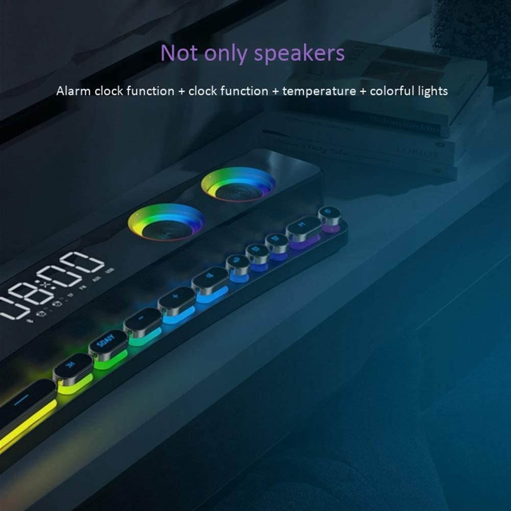 YIZAN Game Speaker Soundbar USB 3D Stereo Subwoofer AUX FM Home Clock Indoor Computer Loudspeaker White