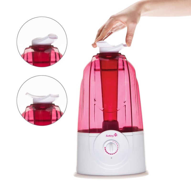 Safety 1st IH4160504 Cool Mist Ultrasonic 360 Degree Rotating Gentle Nursery Indoor Air Humidifier, Raspberry Pink