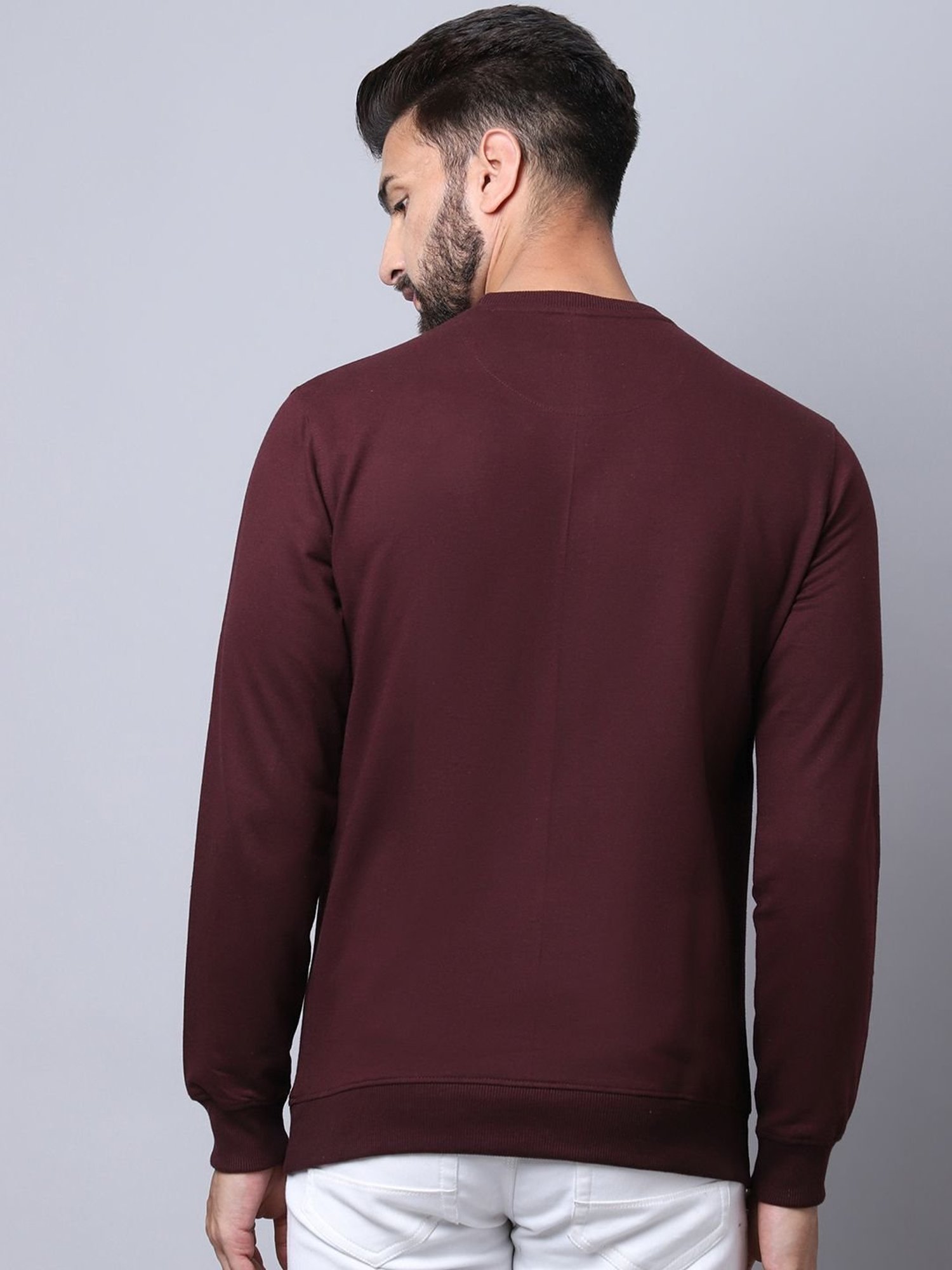 Cantabil Maroon Cotton Regular Fit Printed T-Shirt