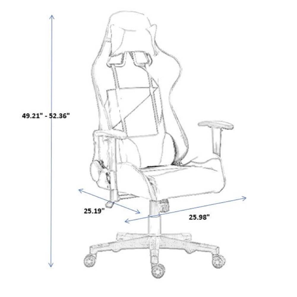 ViscoLogic LIBERTY Gaming Chair Racing Entertainment Video Game Chair Ergonomic Backrest and Seat Height Adjustment Computer Chair with Pillows Recliner Swivel Rocker Headrest and Lumbar Tilt E-Sports