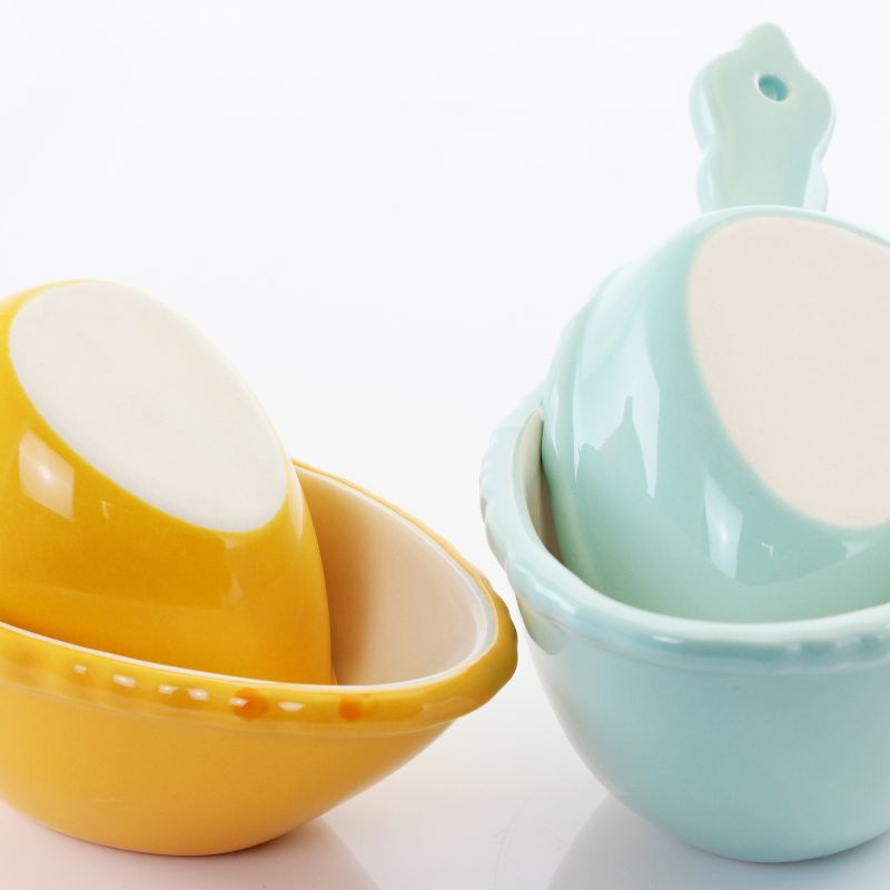 Gibson 4 Piece Ceramic Measuring Scoop Set in Yellow and Blue