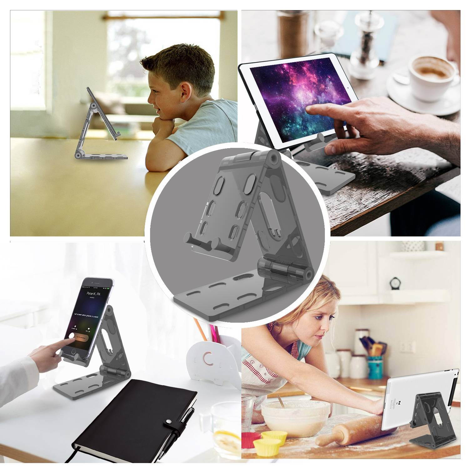 Adjustable Multi-Angle Desk Desktop Holder Stand Adjustable Pad Phone Holder Stand For Cell Phone(Black)