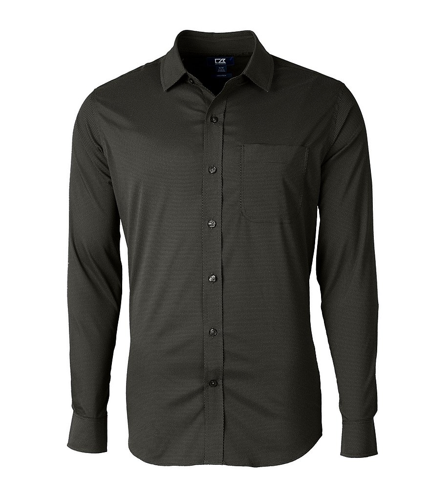 Cutter & Buck Big & Tall Versatech Geo Dobby Performance Stretch Long-Sleeve Woven Shirt