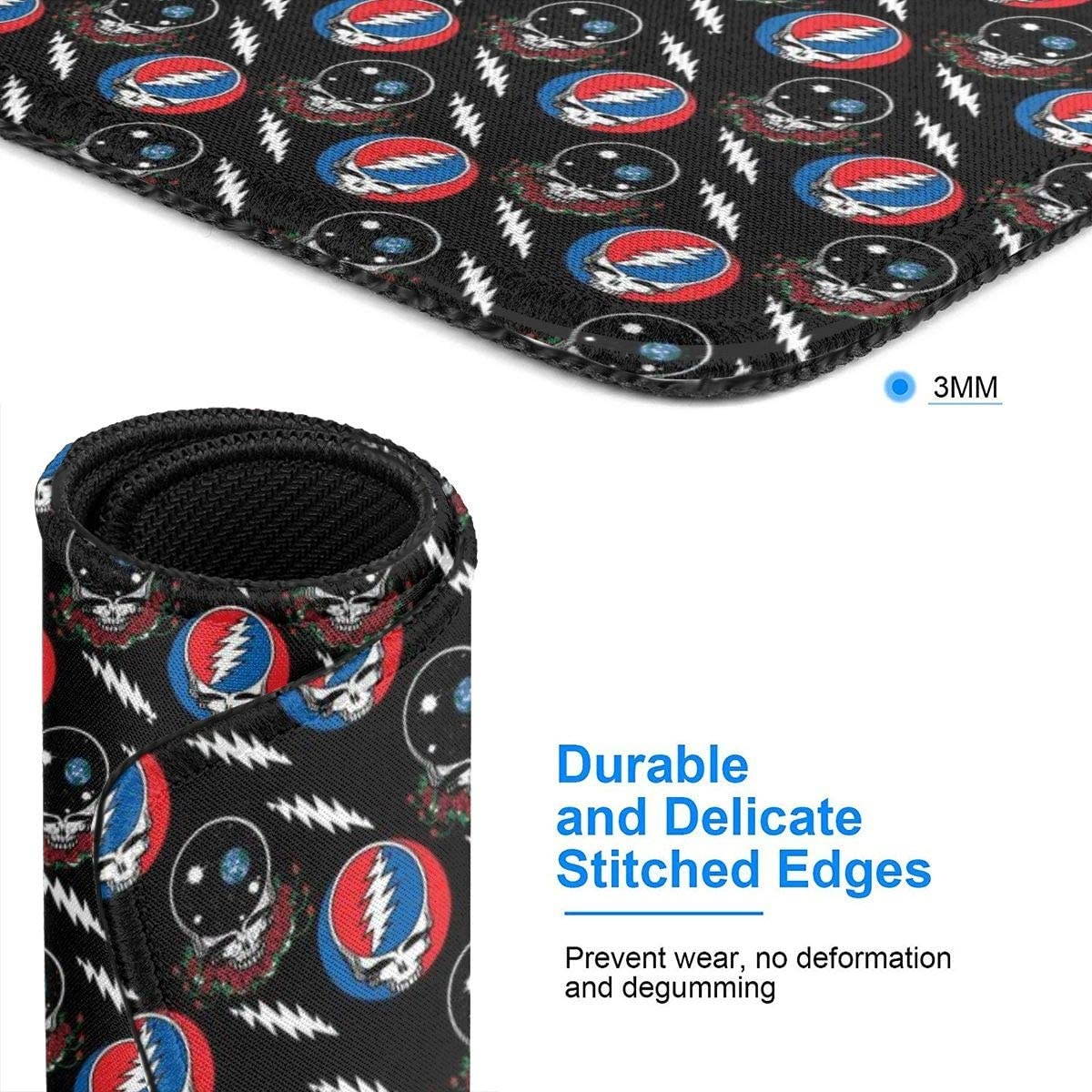 Colorful Grateful Skull Mousepad Anti-Slip Mouse Pad Mat Mice Mousepad Desktop Mouse Pad Laptop Mouse Pad Gaming Mouse Pad Dead Skulls Printed 7.1x8.7 inches/11.8x9.85 inches