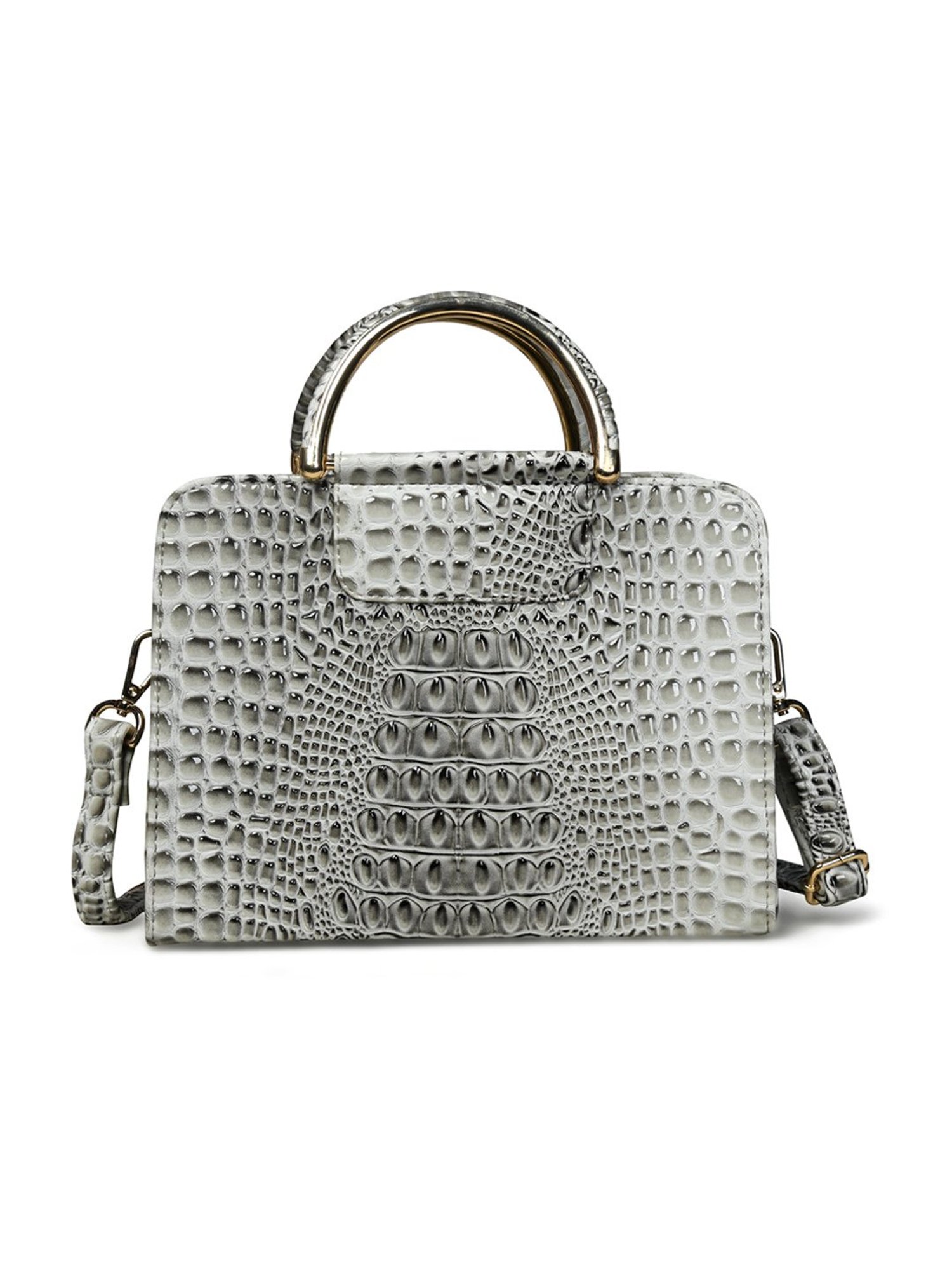 PELLE LUXUR Grey Animal Effect Medium Satchel