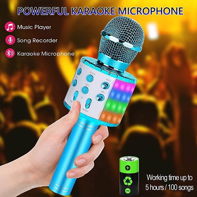 Kids Karaoke Microphone, Gifts for 7 8 9 Year Old Young Girls,Hot Girl Toys Age 4-16,Top Birthday Presents for 5 6 Year Old Teens Blue