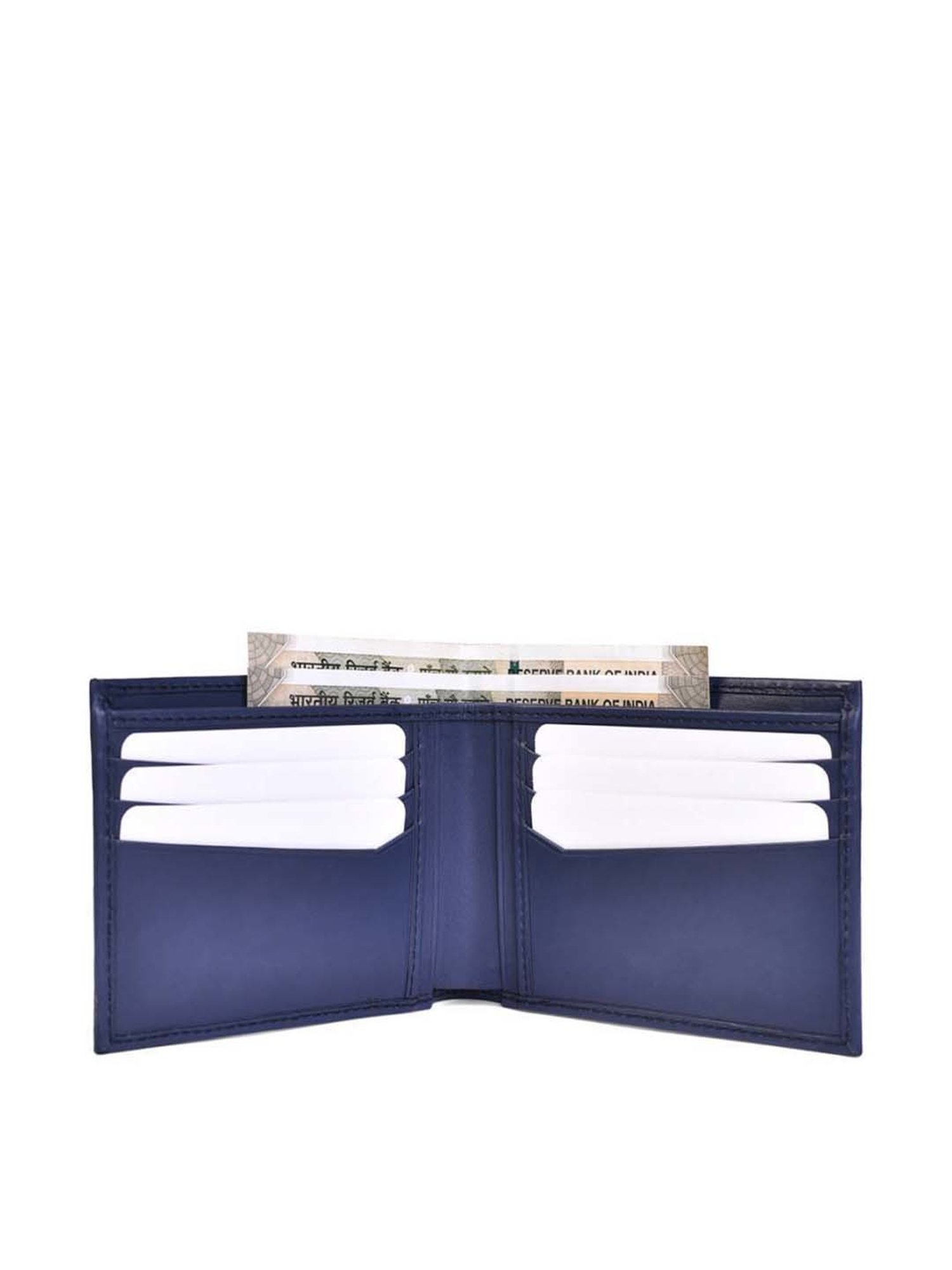 BELWABA Blue Casual Leather Bi-Fold Wallet for Men