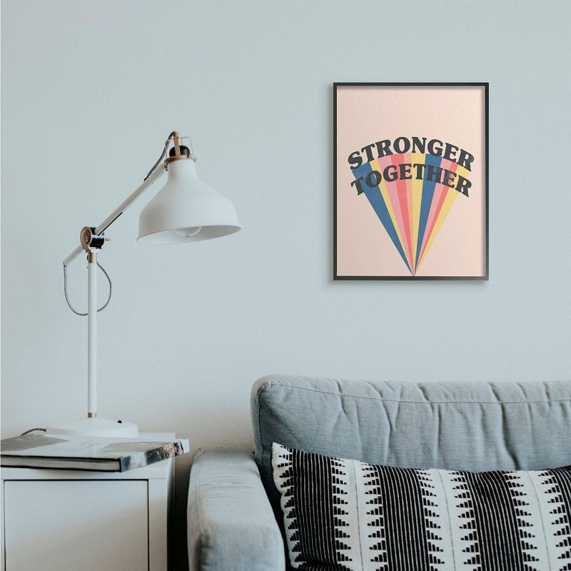 16"x20" Stronger Together Phrase Color Pop Rainbow Oversized Black Framed Giclee Texturized Art by Daphne Polselli - Stupell Industries