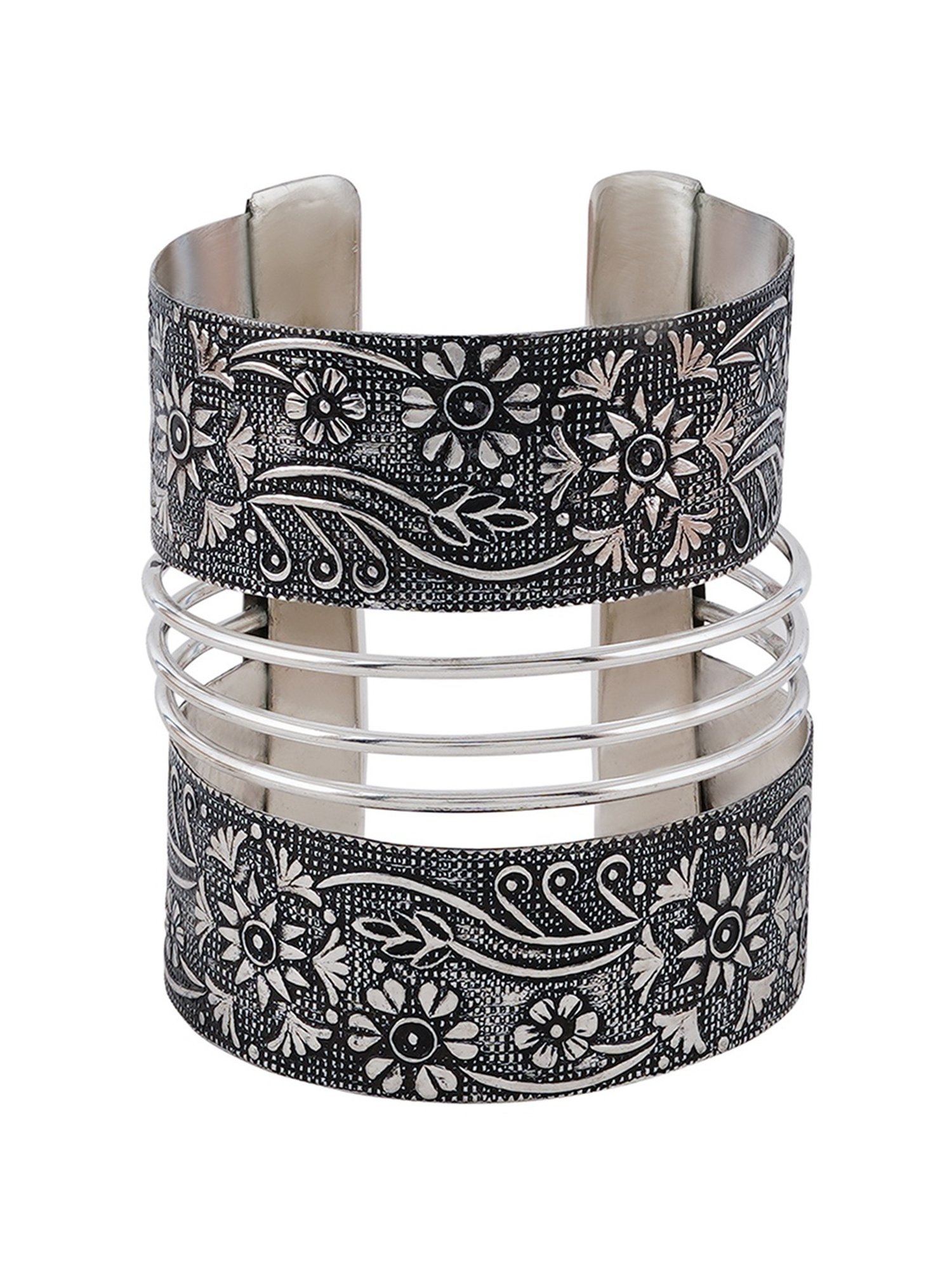 Teejh Pragati Black Cuffs Bracelet for Women