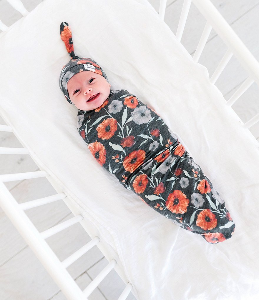 Copper Pearl Baby Girls Poppy Floral Knit Swaddle Blanket