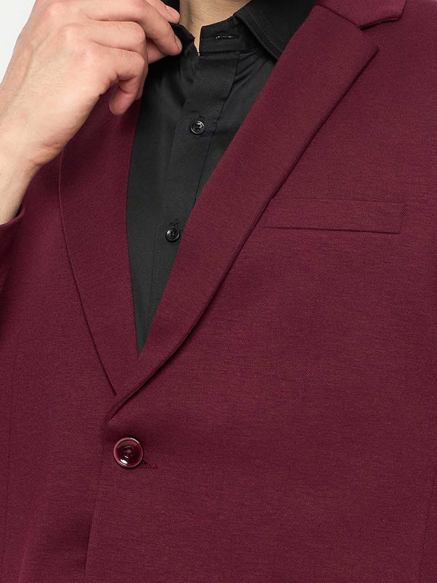Club York Maroon Regular Fit Two Piece Suit