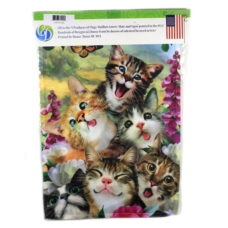 Home & Garden 18.0" Cat Selfie Garden Flag Flowers Butterflies Custom Decor  -  Flags