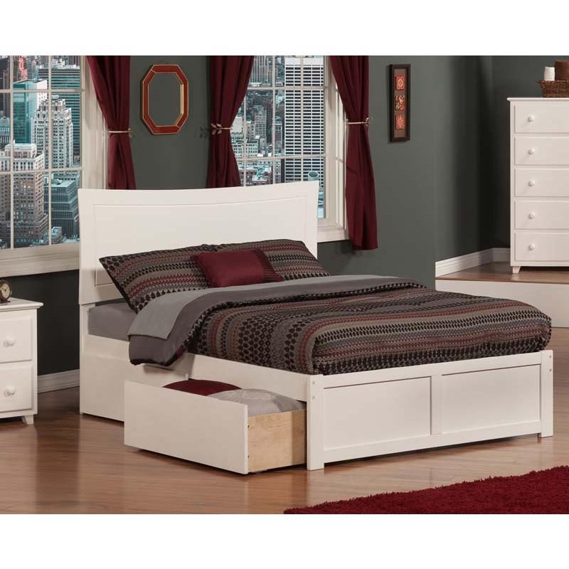 Metro Full Flat Panel Foot Board w/ 2 Urban Bed Drawers White - Atlantic Furniture