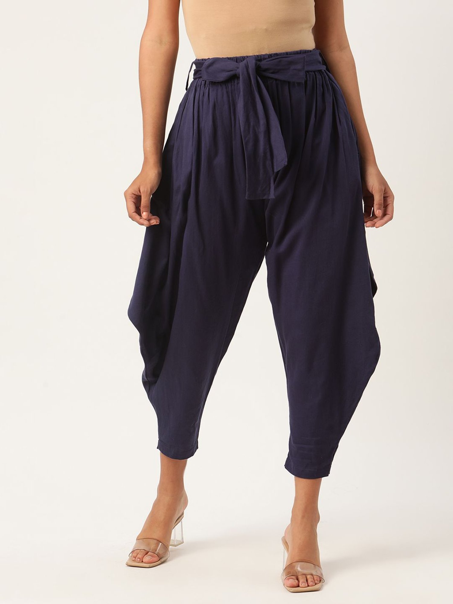 Rooted Blue Cotton Dhoti Pants