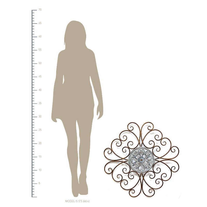 28" x 28" Scroll Medallion Wall Decor Bronze/Blue - Stratton Home Décor