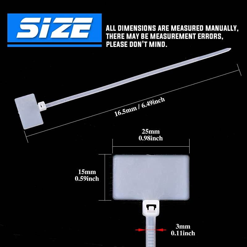 200Pieces 6 Inch Nylon Cable Marker Ties Selflocking Cord Tags Write on Ethernet Label Wire Straps with 3 Marker Pens and 288Pcs White SelfAdhesive Cable Labels for Home and Office Use