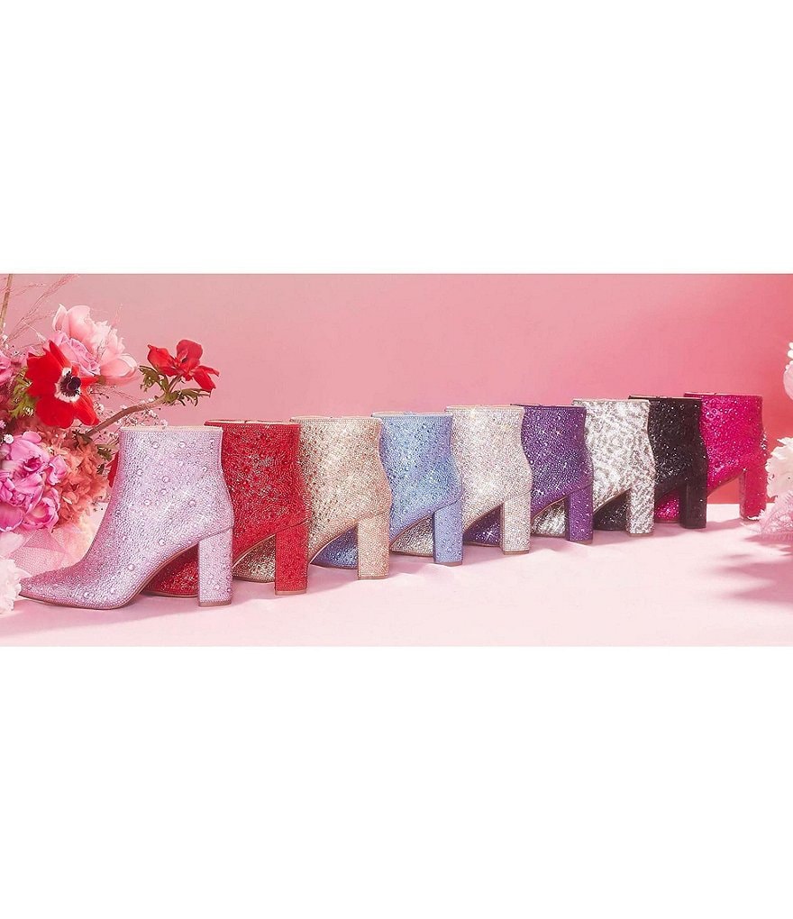 Blue by Betsey Johnson Cady Rhinestone Embellished Block Heel Booties
