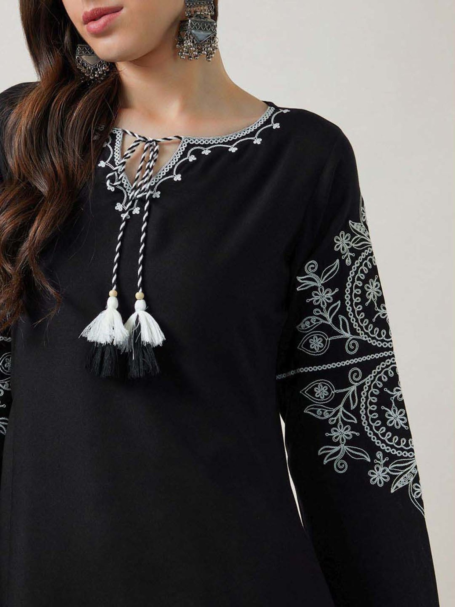Soch Black Embroidered Tunic