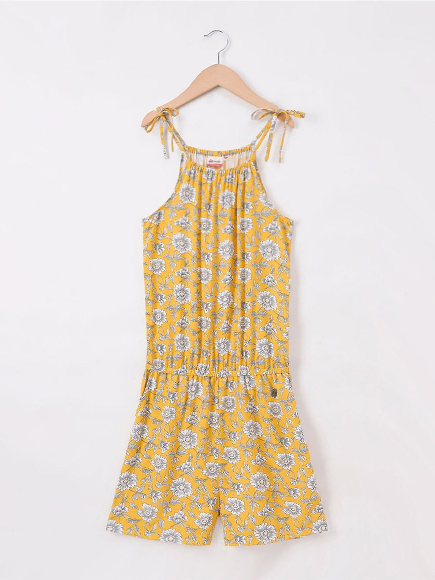 Edheads Kids Yellow Floral Print Jumpsuit