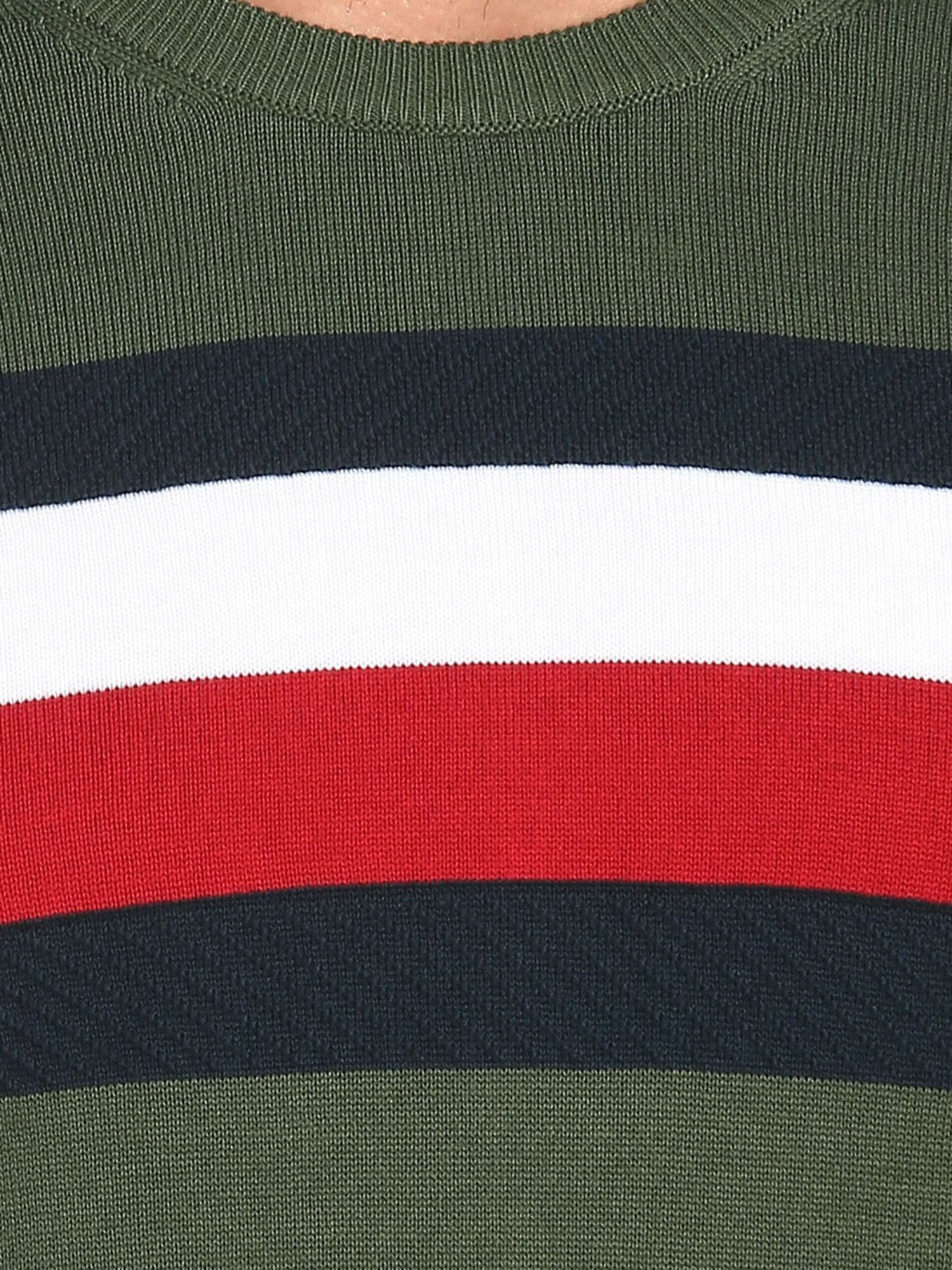 Arrow Sport Olive Striped Sweater