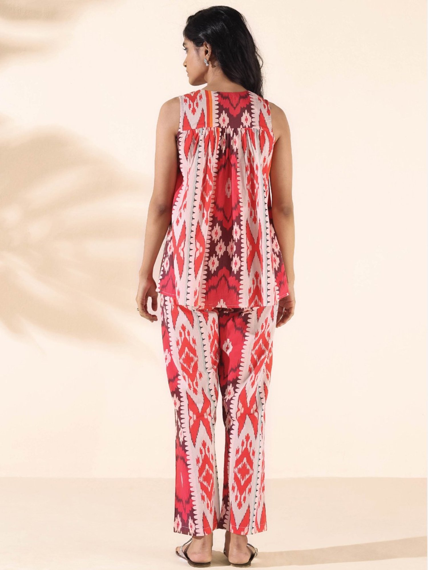 true Browns Pink Printed Top Pant Set