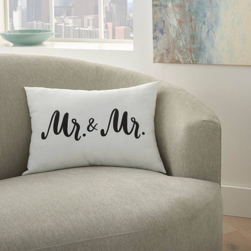 14"x20" Mr. & Mr. Throw Pillow White - Kathy Ireland Home