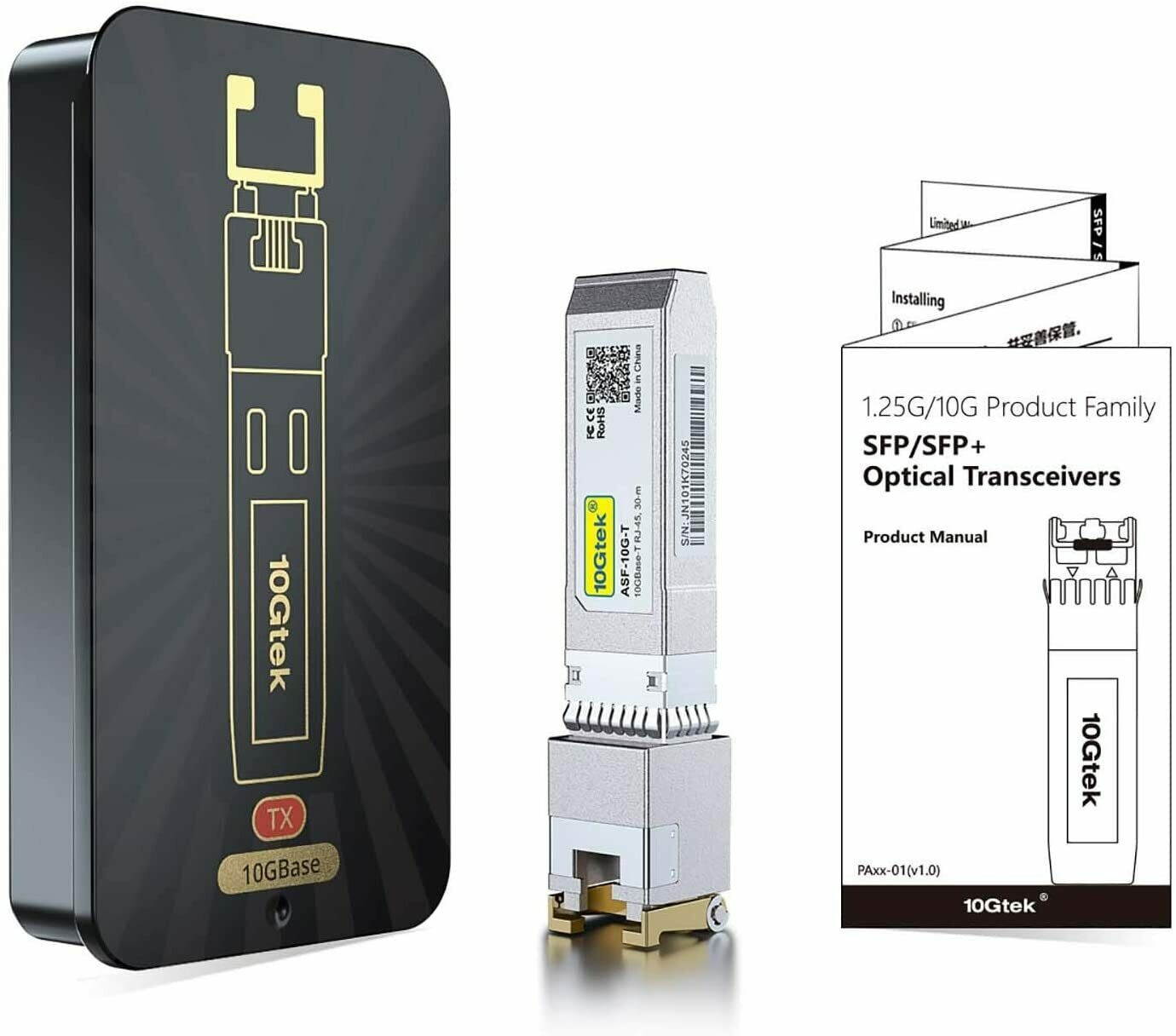 10GBase-T SFP+ Transceiver Module, 10G T, 10G Copper, RJ-45 SFP+ CAT.6a, up to 30 Meters, Compatible with Arista SFP-10GE-T